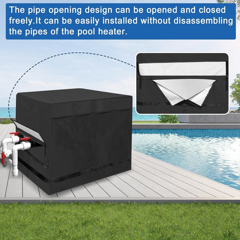 tiscover Pool Heater Cover for Hayward,1200D double layer fabric Pool Heater Cover for Outside Units Pool Heater Winter Cover Waterproof Pool Pump Covers Pool Pump Equipment Cover 40" L X 34" W X31 H - Image 5